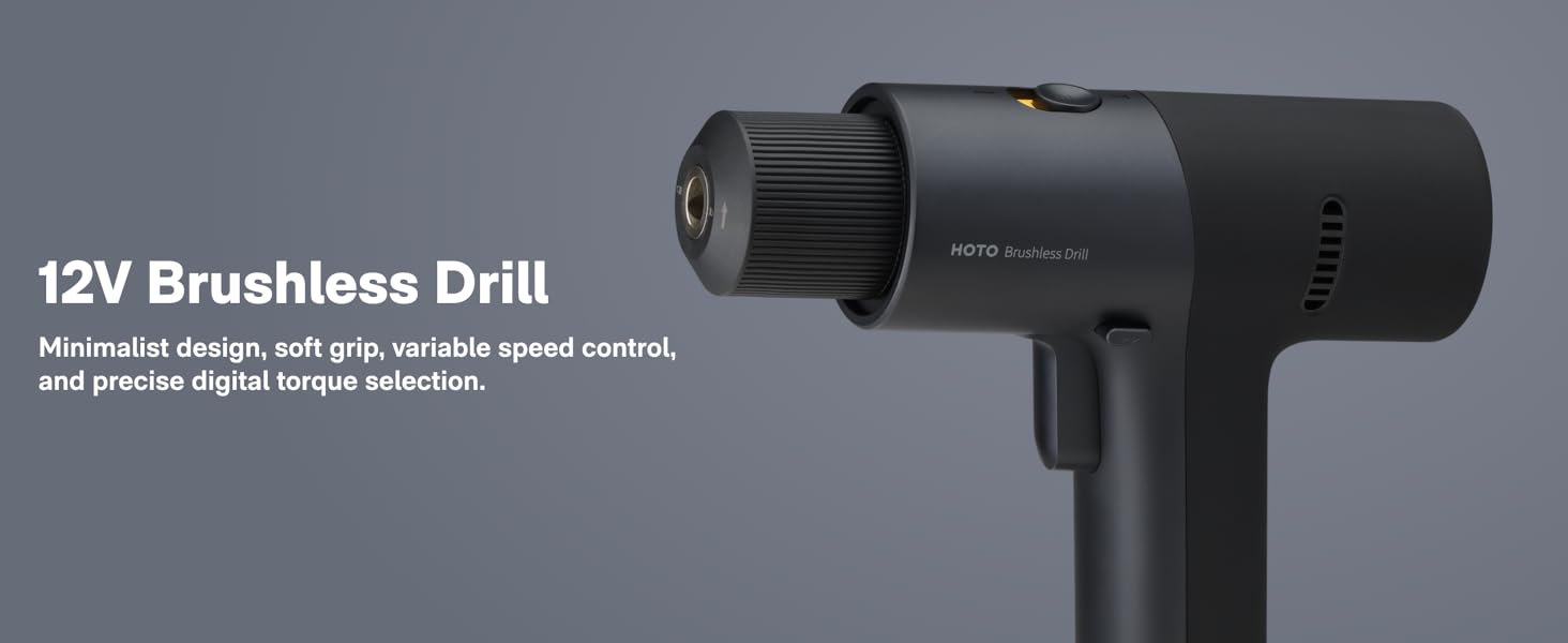 【Deals for You Days】HOTO Cordless Brushless Drill Tool Set, Variable Speed, Hidden Buckle, Unique LED Screen, Intelligent Digital Display, Safe, Exquisite & Practical, High-end Drill Kit for Home/Daily Use screwdriver Heavy Duty Hardware