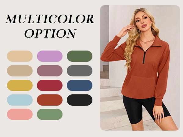 [Restock Alert] AUSELILY Women's Half Zip Sweatshirt Hoodless Hoodie Stand Collar Fleece Longsleeve Oversized Casual Style Pullover with Kangaroo Pocket Basic Minimalist Tops