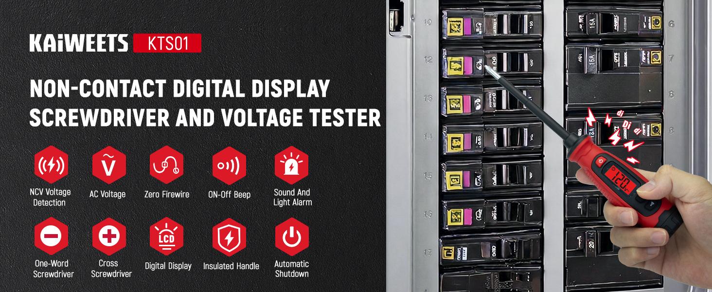 Voltage Tester with Screwdriver, NCV Function, AC 3V-500V With LCD Alert Display, Live Wire Test, Wire Breakpoint Finder, Audible Alarm, Portable Electrical CircuitDetector Tool for Home & Pro Use, For DIY enthusiasts, Red Voltage Tester with Screwdriver, NCV Function, AC 3V-500V With LCD Alert Display, Live Wire Test, Wire Breakpoint Finder, Audible Alarm, Portable Electrical CircuitDetector Tool for Home & Pro Use, For DIY enthusiasts, Red