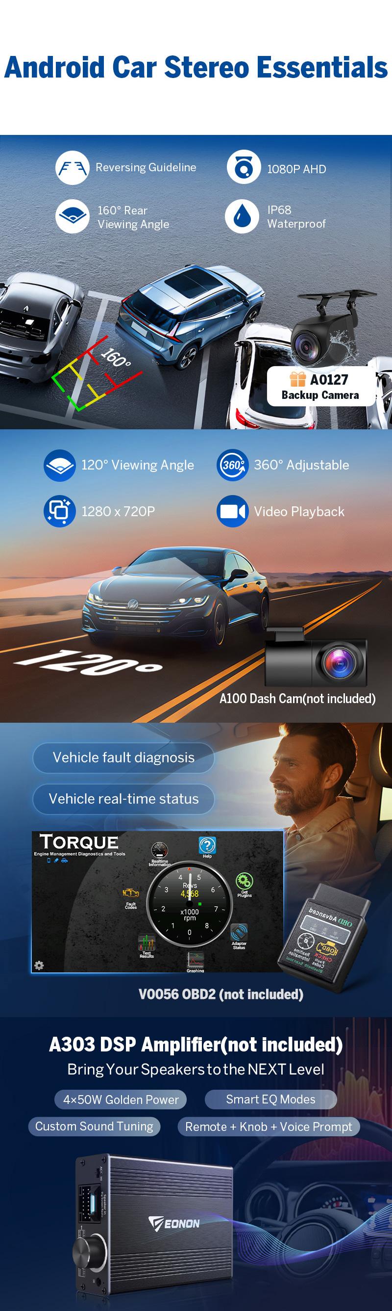 EONON Car Stereo for Dodge RAM 1500 2500 3500 (2013-2018) Manual AC, Wireless CarPlay & Android Auto Car Radio Touch screen, 9" Android 14/13 Car head unit, SWC GPS Navigation, BT, Wi-Fi, Sub, Backup camera, Jumpstart Sale - DGRMX7 / DGRMX6S2