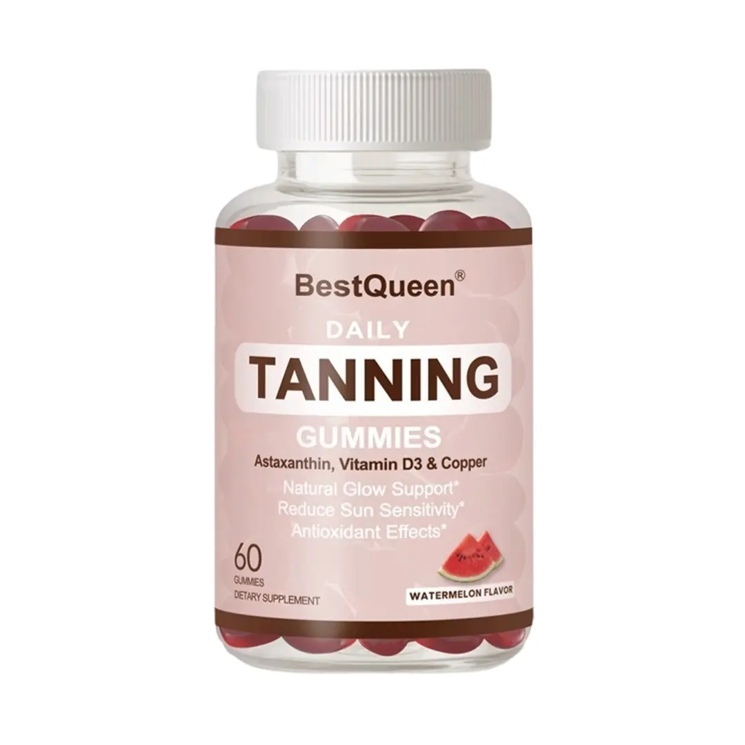 BestQueen Tannies Tanning Gummies, Natural Tanning Supplement with Astaxanthin, Lycopene & Beta Carotene, Beauty Supplement Vitamin for Adults, Tanning Drops for Radiant and Glowing Skin