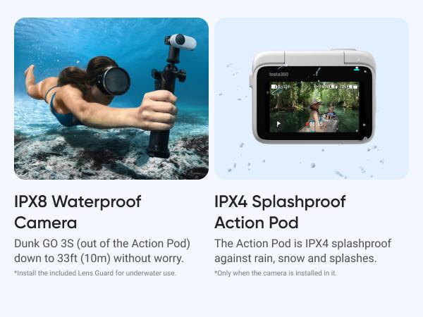 Insta360 GO 3S - 128 GB 4K Tiny Portable Vlogging Camera, Hands-Free POVs, Mount Anywhere, Stabilization, 140 Min Battery Life, 10m Waterproof, Apple Find My, Pet POV