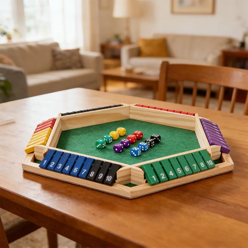 Wooden Closed Box Shut The Box Board Game Set, 1-6 Players Colorful Standard 6-Sided Dice, Family & Adult Toys for Bonding & Guest Entertainment (Toys & Hobbies, Games & Puzzles), Party Board Game, Family Board Games