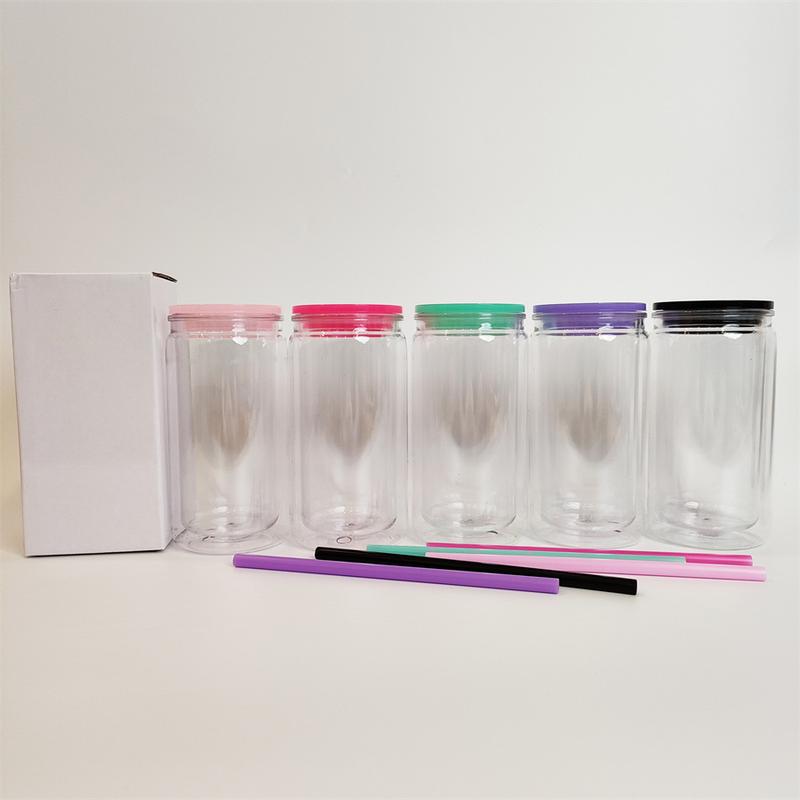 25/50PCS 16 oz Double Wall Plastic Snow Globe Tumbler with Lid & Straw for Cold Drinks and Snow Globe Glitter DIY Gift Waterbottletumbler Drinkware snow globe glitter diy