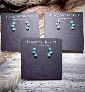 Small Three Stone Turquoise Earrings by Sylvia Chee