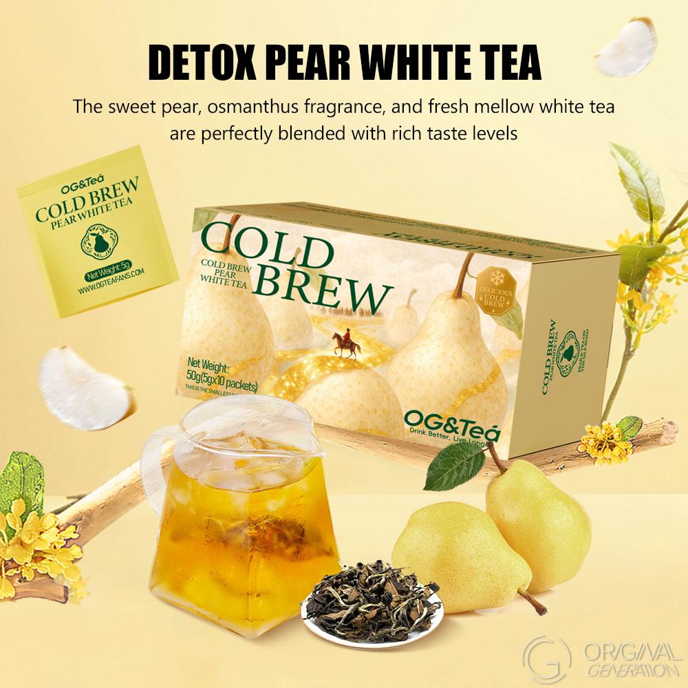 BOGO Detox Cold Pear White Tea 2 Cartons (1 Carton 40g 4g×10pack)×2 With Forest Thermos Real Pear Osmanthus Old White Tea Inside, No Sugar, No Artificial Flavor