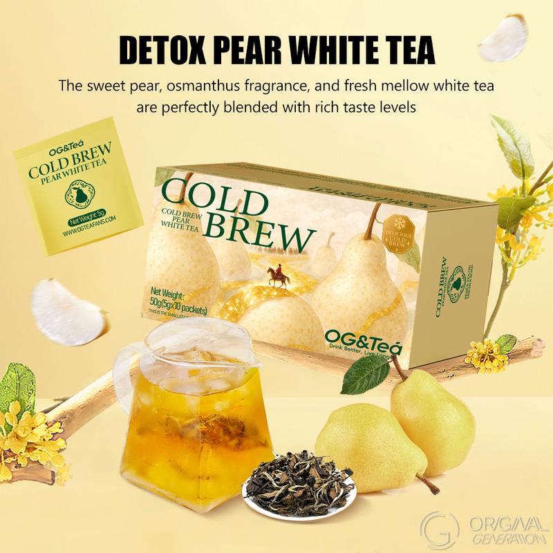 Detox Cold Pear White Tea 40g (4g×10pack) With Real Pear Osmanthus White Tea Inside,No Sugar,No Artificial Flavor
