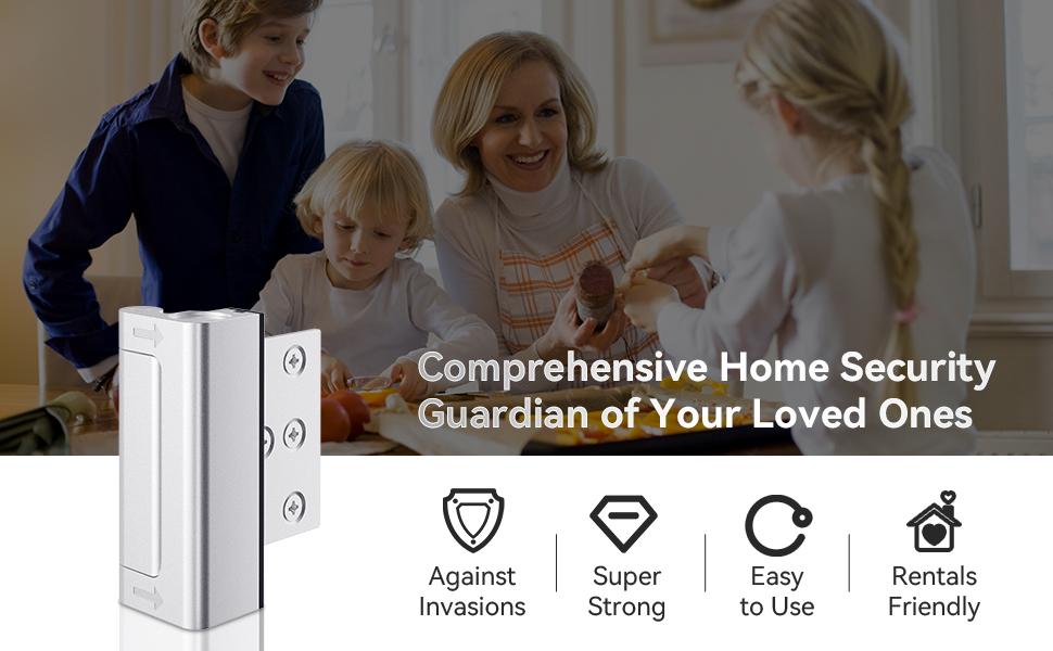 2 Pack Home Security Door Lock Withstand 800 Ibs for Inward Swinging Door, 2 Door Reinforcement Lock With 4 Screws to Prevent Unauthorized Entry
