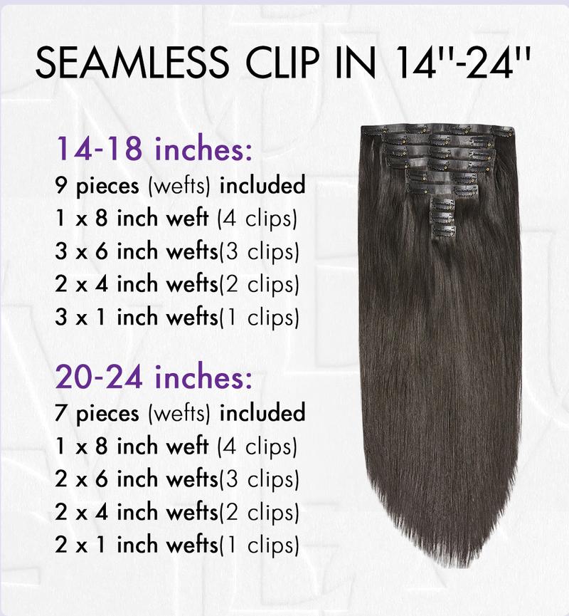 LUVME 100% Virgin Human Hair Extensions Seamless & Invisible Edge Straight, Body Wave, Kinky Curly, Yaki Straight, Messy Burmese Curl Clip-In