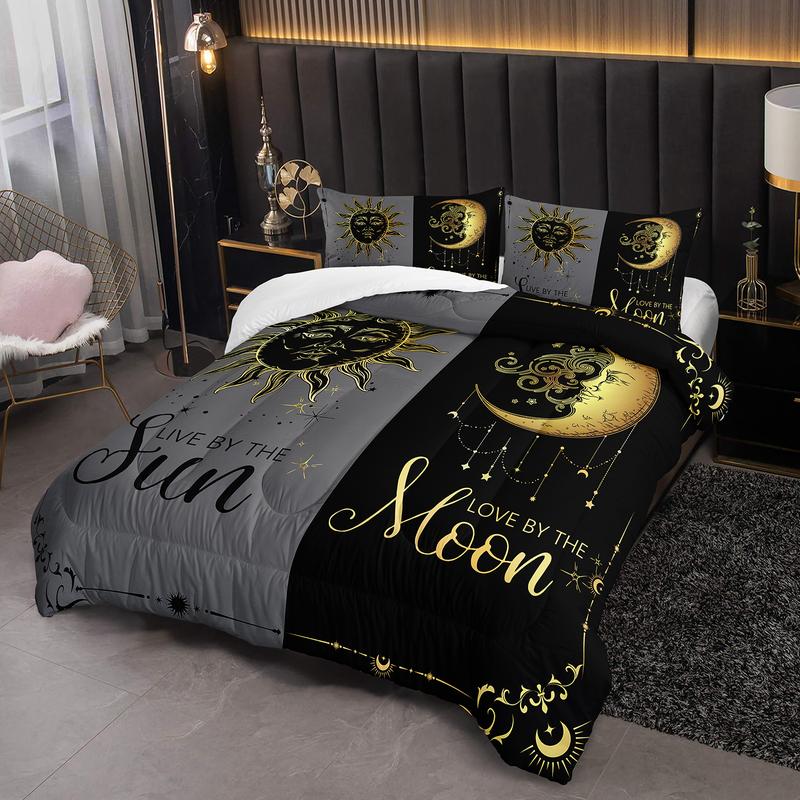 3pcs King Queen Comforter Set, Couple Duvet Set for Girls and Adults Bedroom or Guest Room Decor, Reversible Soft All Seasons Comforter Machine Washable Microfiber Quilt with 2 Pillowcases , Gifts for the Family