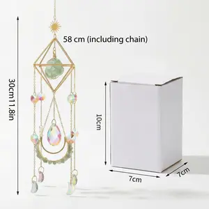 Green fluorite crystal window decoration, crystal sunlight catcher, rainbow maker, sparkling ornament, bohemian style window decoration, a birthday gift for her.