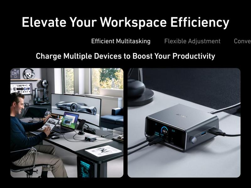 [Limited Offer] Anker Prime Charger, 250W GaN Prime USB-C Charging Station, Ultra-Fast 6 Ports, 2.26" LCD Display and Smart Control Dial (Silver)