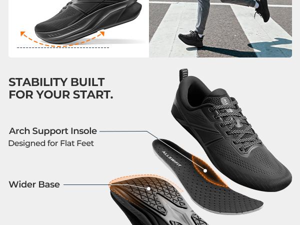 Men's Road Running Shoes Cushion Shoes Non-Slip Comfortable Lightweight Gym Workout Athletic Arch Support Sneakers