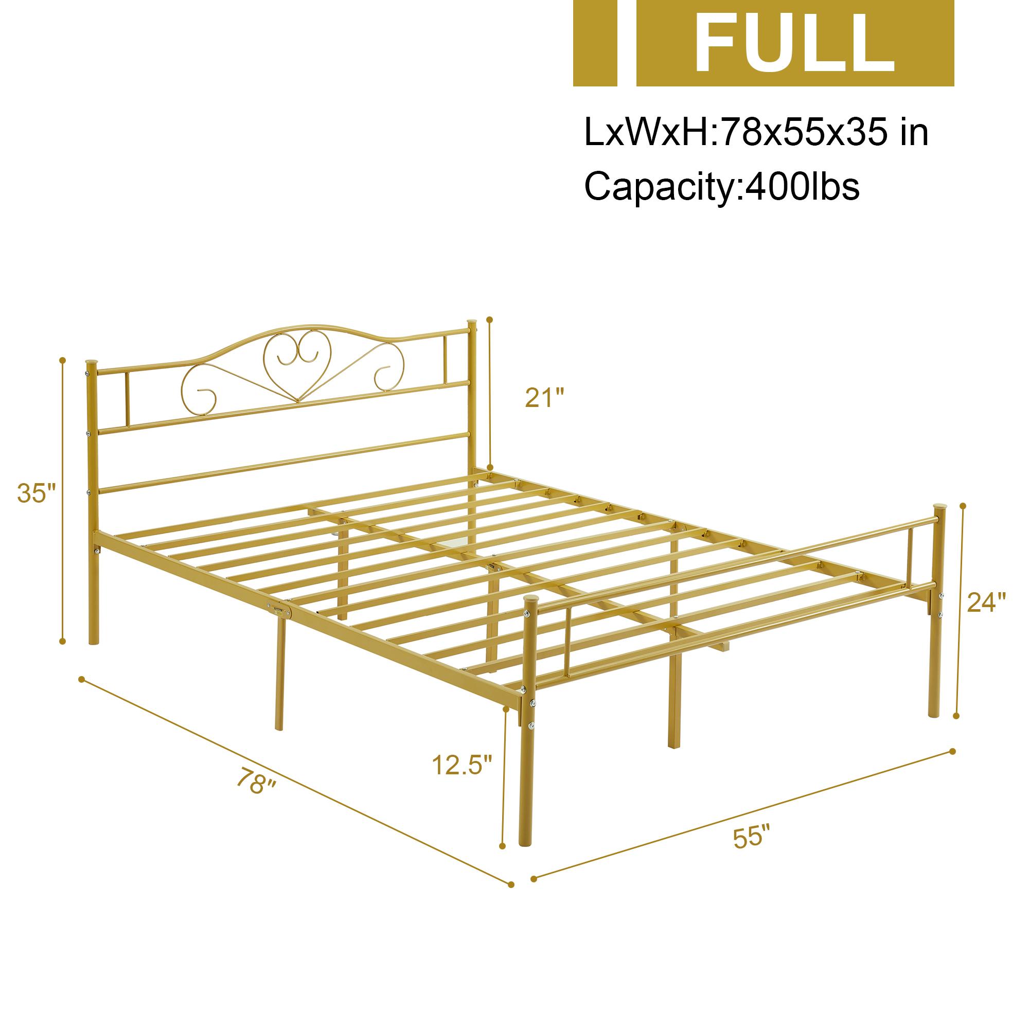 VECELO Bed Frame Metal Platform Twin Full Queen Size with Headboard Steel Slat Support No Boxing Spring Needed Noise-Free Easy Assembly,White,Pink Bedroom Furniture