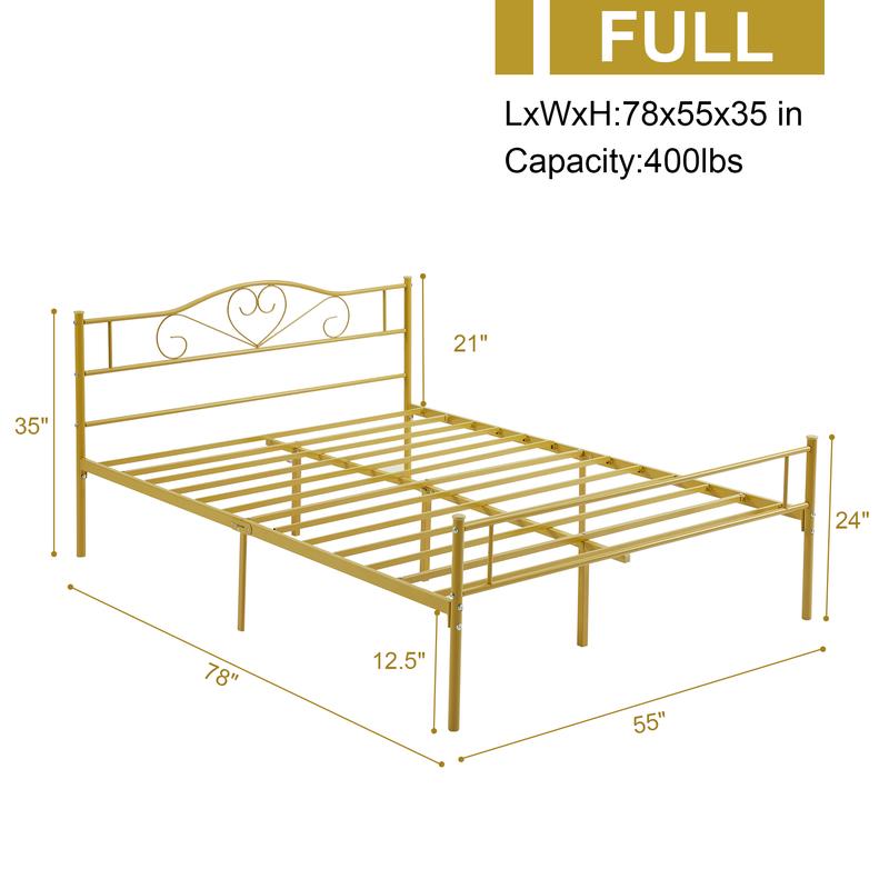 VECELO Bed Frame Metal Platform Twin Full Queen Size with Headboard Steel Slat Support No Boxing Spring Needed Noise-Free Easy Assembly,White,Pink Bedroom Furniture VECELO Bed Frame Metal Platform Twin Full Queen Size with Headboard Steel Slat Support No Boxing Spring Needed Noise-Free Easy Assembly,White,Pink Bedroom Furniture