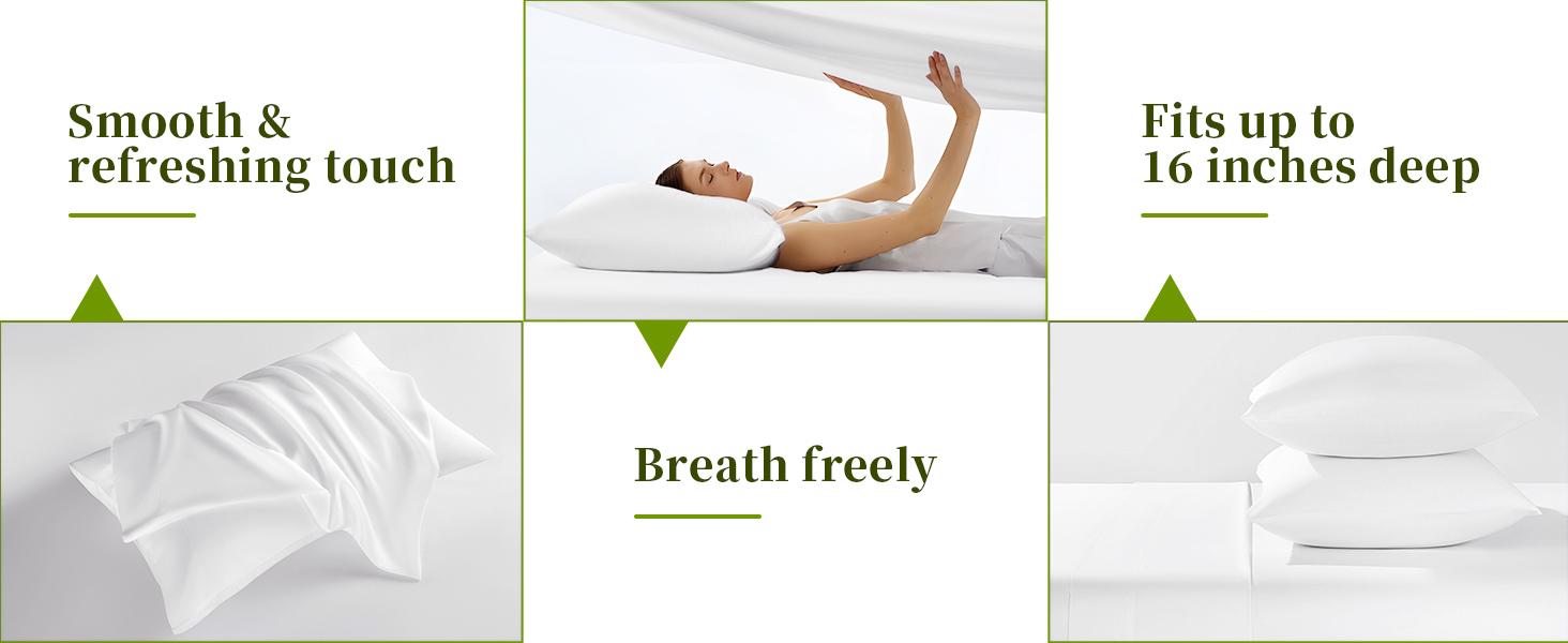 Bamboo Sheets Set 4/6 Pcs, Cooling Silky Soft & Hotel Luxury, Soft Bedding Sets for Hot Sleepers, 16 Inch Deep Pocket, Wrinkle Resistant & Machine Washable for a Luxury Sleep Experience