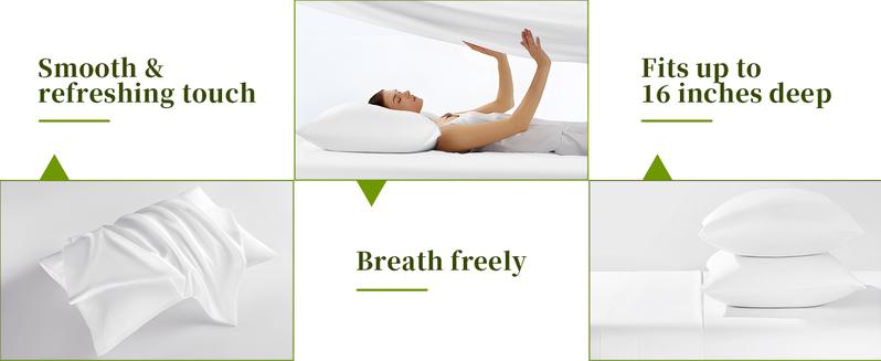 Bamboo Sheets Set 4/6 Pcs, Cooling Silky Soft & Hotel Luxury, Soft Bedding Sets for Hot Sleepers, 16 Inch Deep Pocket, Wrinkle Resistant & Machine Washable for a Luxury Sleep Experience