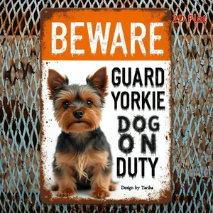 Vintage Yorkshire Terrier Warning Sign 8x12 Inches Rustic Iron Wall Art for Home Bar Cafe Decor Dog Decor Gift