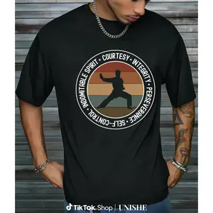 Lightweight 100% Cotton Men's Karate Taekwondo Uniform T-Shirt