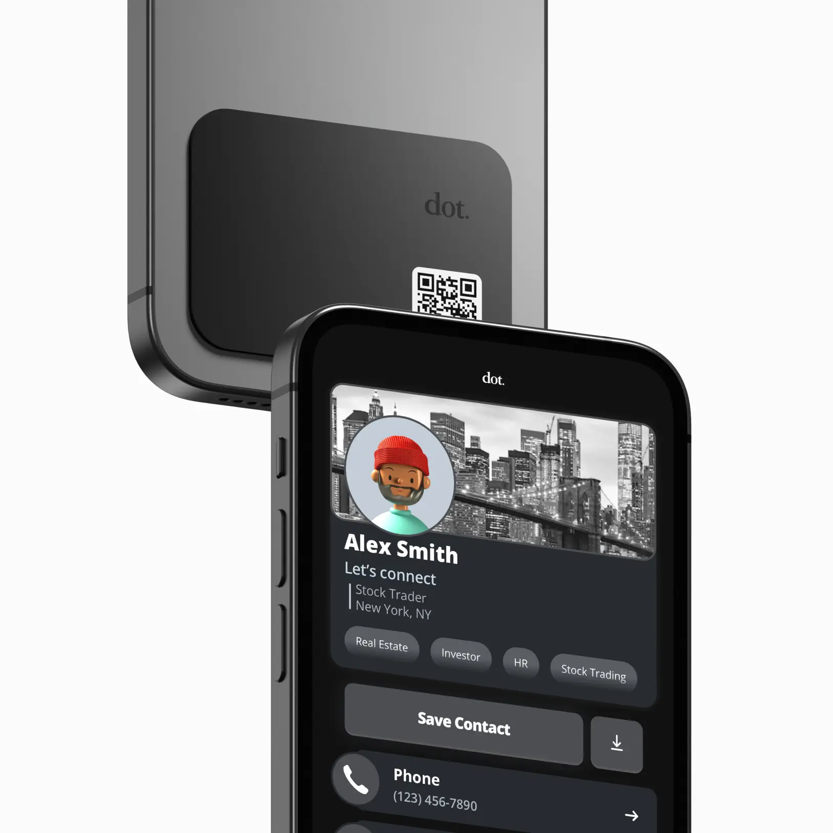 dot. Thin Dot NFC+QR Digital Business Card with QR Code & Card Profile, Tap-to-Contact Share for iPhone & Android