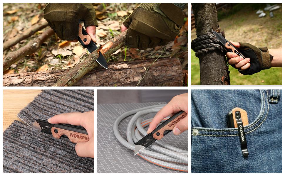 WORKPRO 2-in-1 Folding Knife/Utility Knife - Gifts for Dad, Quick-Change Box Cutter with Belt Clip and Liner Lock, Extra 10 SK5 Blades Included WORKPRO 2-in-1 Folding Knife/Utility Knife - Gifts for Dad, Quick-Change Box Cutter with Belt Clip and Liner Lock, Extra 10 SK5 Blades Included