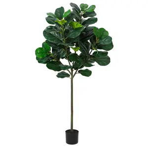 5 Ft Artificial Fiddle Leaf Fig Tree Faux Ficus Lyrata Plant with 62 Fiddle Leaves Tall Fake Plants Large Floor Plant with Pot for Indoor Living Room House Office Decor Housewarming Gift Decorative Fruit Nature