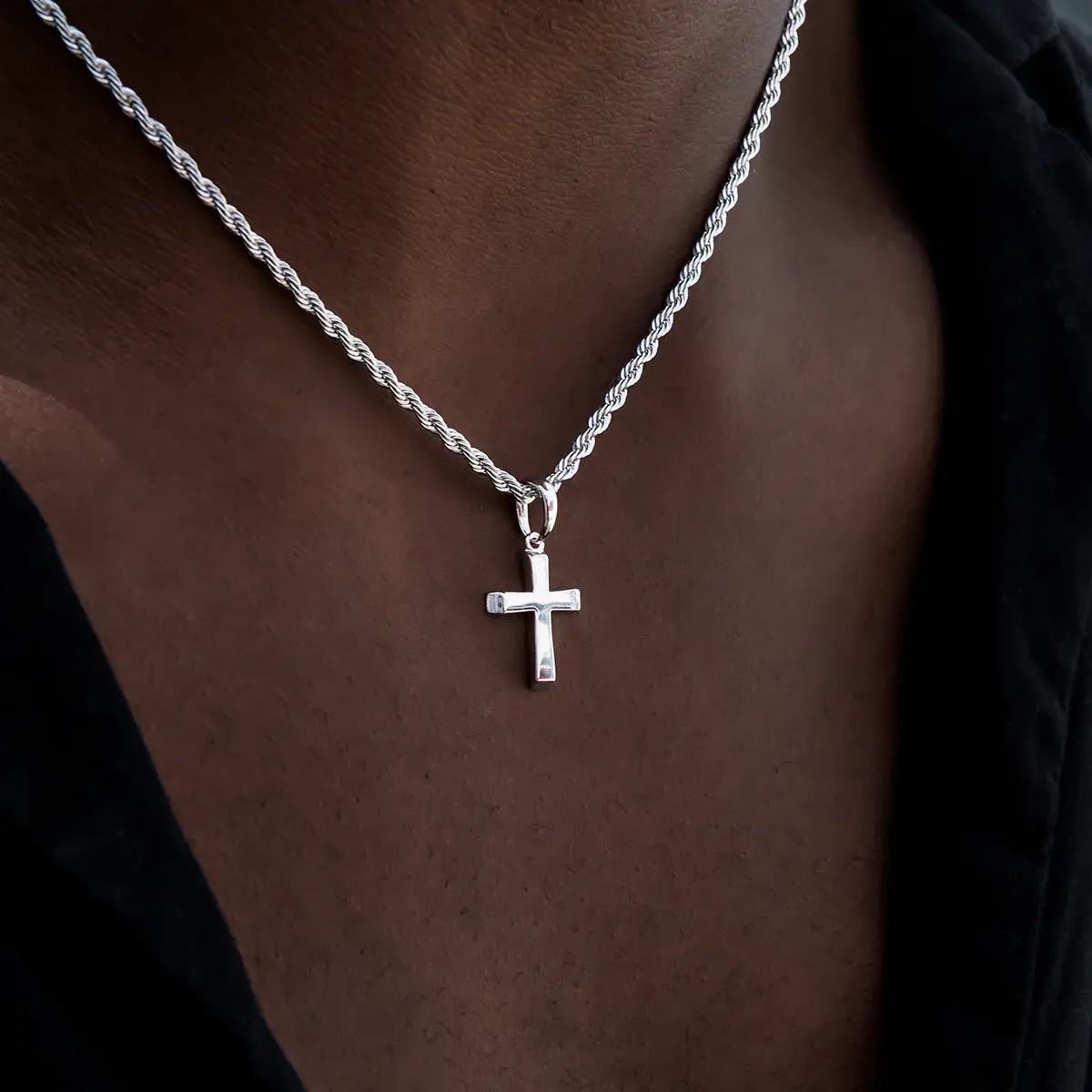 GLD Micro Simple Cross Pendant in White Gold, 18k Gold Plated, Life Guarantee - Perfect Gift(Chain Not Included)