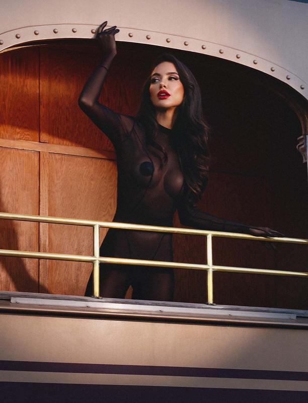 Elegant Fashion Women Sheer Mesh Catsuit Female Clothing High Collar Long Sleeve Bodysuit Piece Tops  Valentine's Day Floral Lingerie Set Sexy