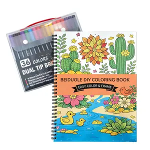 BEIDUOLE Adult Coloring Book Set with 36 Dual Tip Markers, 30 Patterns, Mandala Animal Flowers, A4 Size, Non-Toxic, Ideal for Relaxation & Anxiety Relief home diy Mother's Day gift