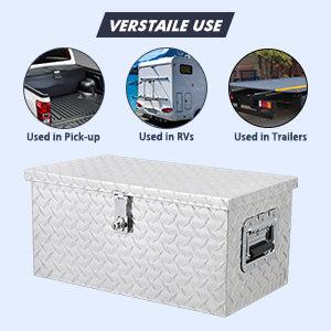 【GARVEE】20 Inch Aluminum Diamond Plate Tool Box with Lock and Keys, Heavy Duty Waterproof Truck Storage Organizer Chest for Pickup Truck Bed, RV, Trailer, or Van, Featuring Side Handle for Easy Transport