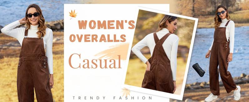 Women’s Corduroy Overall Barrel Wide-Leg Bib Corduroy Pants from YeeZaa 2026 Spring Adjustable Romper Jumpsuit with Pockets for Fall/Winter