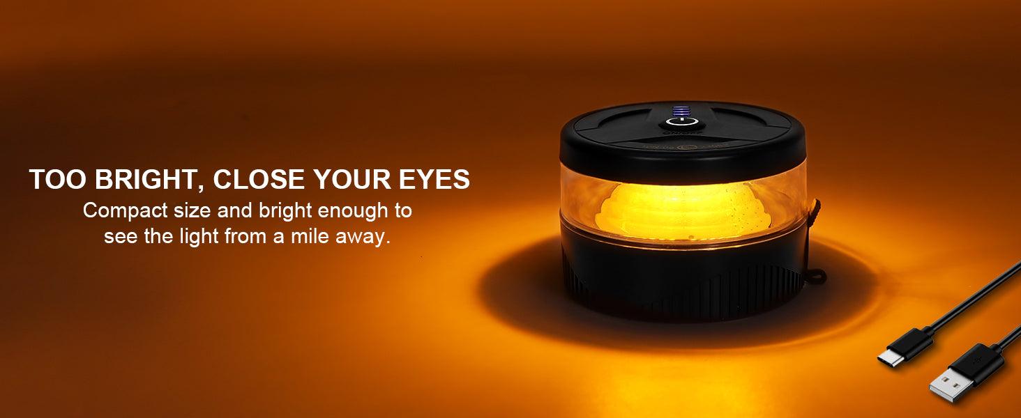 AgriEyes W56B Wireless Beacon Light USB-C LED Rechargeable Strobe Light with Magnetic Base IP67 Waterproof 32 LEDs 12-Hour Continuous Use Emergency High Lumens