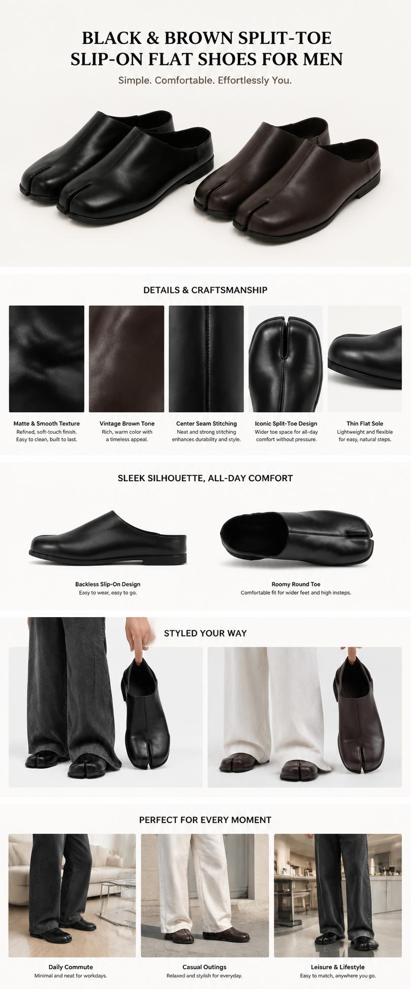 Women's Minimalist Split-Toe Ankle Boots - Glossy Leather, Low Block Heel, Side Zip Fasten, Leather Inner, Rubber Sole for All-Season Casual Wear