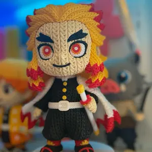 Rengoku Figure 8” Crochet-Style rengoku | Demon Slayer Inspired 3D printed