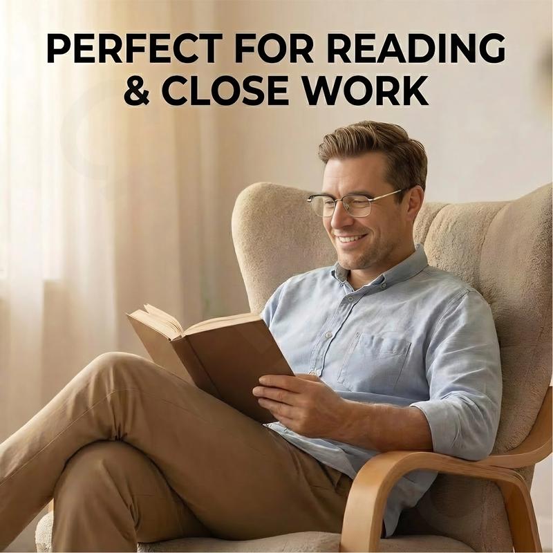 Frameless Smart Zoom Reading Glasses for Men & Women, UV Sun Readers, Computer Anti Blue Light Glasses, Progressive Photochromic Multifocus, Automatic Diopter Adjustment, High-Definition Vision, Blue Light Filter, Ergonomic Design, Soft Silicone Nose Pads
