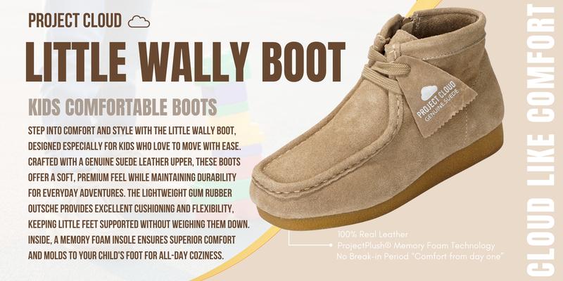 Project Cloud Kids | Genuine Leather Ankle Boots | Lightweight | Water Resistant | Non-Slip - LilWallyBoot