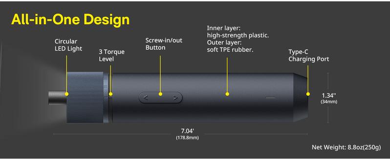【Deals for You Days】HOTO Electric Screwdriver,3.6V Cordless Screwdriver Set, All-in-One Design,USB-C Charging, LED Light,28 Pcs Bit for Electrical Repairs, Christmas Gift Rechargeable Tools Wireless Power Tools 【Deals for You Days】HOTO Electric Screwdriver,3.6V Cordless Screwdriver Set, All-in-One Design,USB-C Charging, LED Light,28 Pcs Bit for Electrical Repairs, Christmas Gift Rechargeable Tools Wireless Power Tools