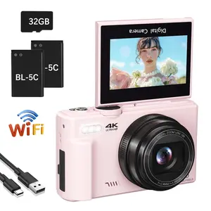 WIKICO Digital Camera, 4K 64MP Cameras for Photography with WiFi & 32GB TF Card, Autofoucs Vlogging Camera with 180° Flip Screen, Compact Vlog Travel Camera Kit for Beginner, Teens