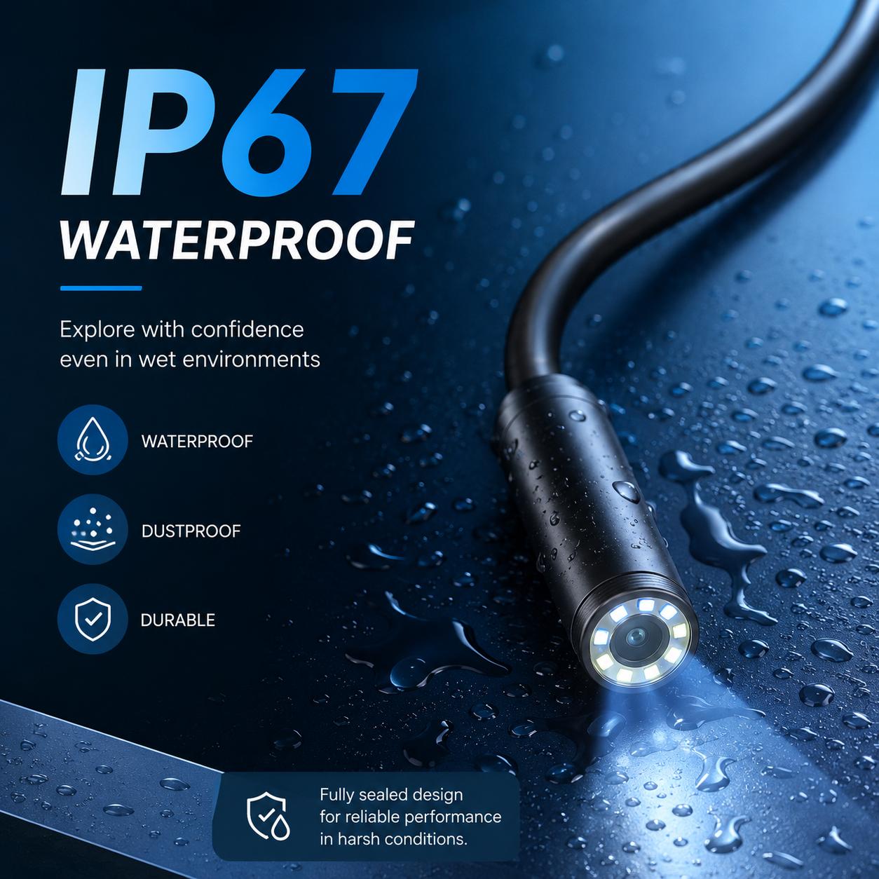 1920P HD Automotive Diagnostic Tool Endoscope Borescope Inspection Camera, w400 Resolution, 8 Adjustable LED Lights, 11.48ft Semi-Rigid Snake Cable, IP67 Waterproof, Plug & Play for iPhone Android Car Inspecting Home Repair