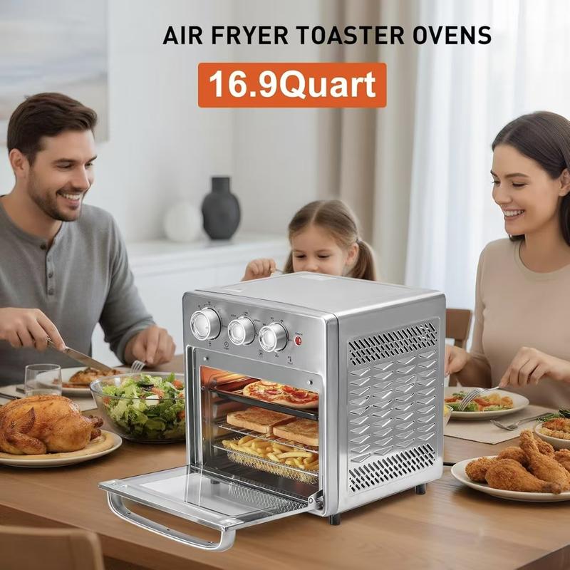 16.9QT Air Fryer Toaster Oven Combo 5-in-1, Countertop Convection Oven with Bake, Broil, Toast, Up to 450°F, Includes 4 Accessories, Stainless Steel 16.9QT Air Fryer Toaster Oven Combo 5-in-1, Countertop Convection Oven with Bake, Broil, Toast, Up to 450°F, Includes 4 Accessories, Stainless Steel