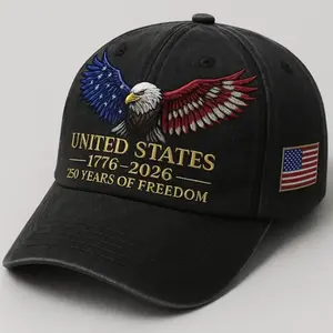 United States 1776 2026 Eagle Embroidered Hat 250 Years of Freedom Patriotic USA Flag Custom Baseball Cap Dad Cap
