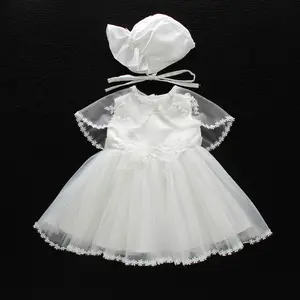 Baby Girl Christening Baptism Dress Newborn Floral Embroidered Lace Tulle Formal Wedding Dresses Gown Outfit Newborn Baby Flower Girl Dress
