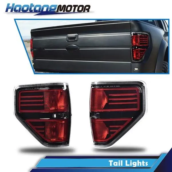 CROSSDESIGN Rear Tail Light Set - Left & Right Brake Lamps, US-Compatible Truck Accessories for 2009-2014 Ford F-150 Pickup