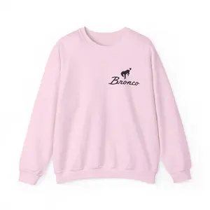 Pink Bronco Sweatshirt for Women - Trendy Bronco Graphic Crewneck Pullover - Soft Aesthetic Long Sleeve Top - Cozy Fall Winter Fashion Gift Idea
