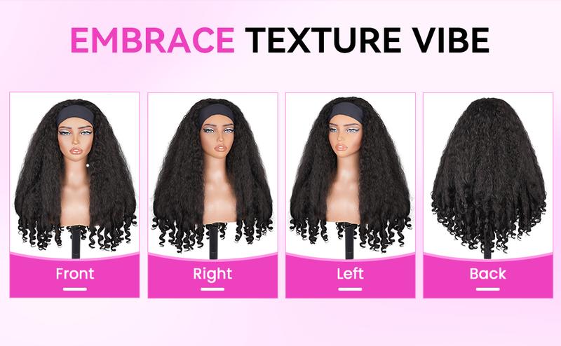 New Afro Headband with Curly in the End Wig Synthetic Hair Texture with Unique Bouncy Curls in the End 20 Inch Soft Curly Full Hair Headband Wigs Synthetic for Women No Leave out Glueless Wig