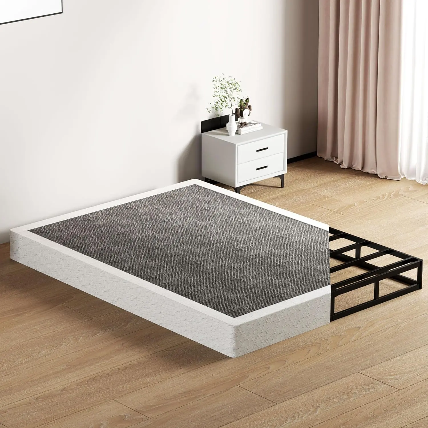 7 Inch Queen Box Spring - Metal Frame Mattress Foundation Memory Foam Basics Bed Base Heavy Duty Box Springs No Noise, 3000lbs Max Weight Capacity
