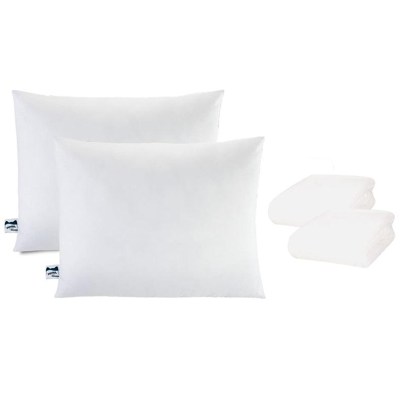 SquishPillow Bed Pillow and White Pillowcase 2-Pack Super Soft Signature Fibers Ergonomic Comfort Support Soft Medium or Firm Firmness