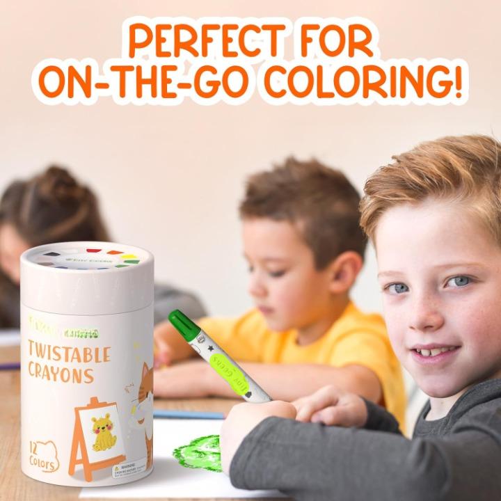 12 Twistable Crayons - Non Toxic Washable Oil Crayons, Toddler Silky Smooth Soft, Gift for Boys Girls, Drawing/Painting/Beginners/Artists Art