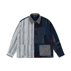 Contrast Panel Patchwork Shirt - Lace, Mixed Pattern