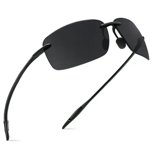 Ergonomic Unisex Rimless Polarized Sports Sunglasses - Lightweight Unbreakable TR90 Frame, 1-Size Outdoor Eyewear Shades, for Running & Driving, Cool Gifting Option for Him (Birthday Gifts for BF)